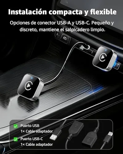 Ancvet ▫️ Adaptador CarPlay sem fios para automóvel, mini-conversor 2 em 1 para CarPlay e Android Auto sem fios, de cabo para sem fios, Plug & Play USB/USB-C, Wi-Fi de banda dupla, ligação automática rápida 4