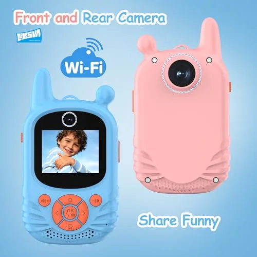 LELESUN ▫️ Walkie-talkies com vídeo para crianças, dupla câmara HD, 2 unidades, brinquedo recarregável, alcance de 300 m, walkie-talkie para crianças dos 3 aos 12 anos 4