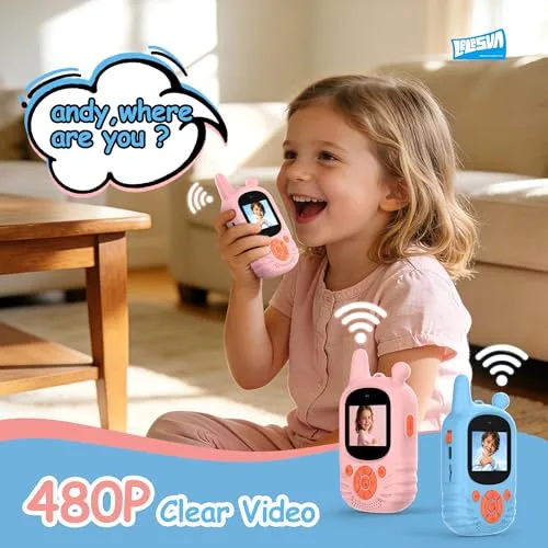LELESUN ▫️ Walkie-talkies com vídeo para crianças, dupla câmara HD, 2 unidades, brinquedo recarregável, alcance de 300 m, walkie-talkie para crianças dos 3 aos 12 anos 6