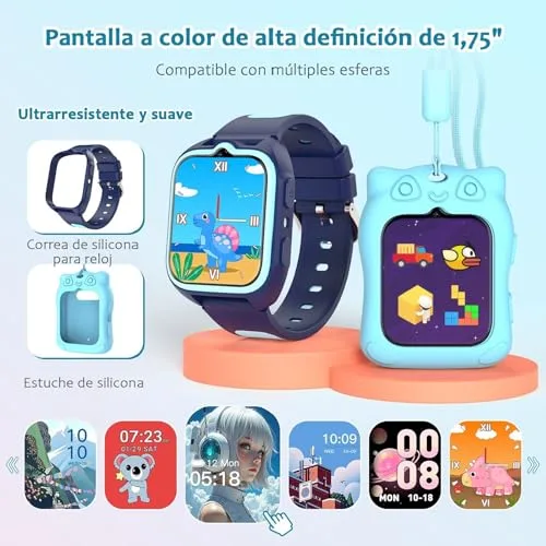 Blackview ▫️ Relógio inteligente para crianças com modo desportivo, lanterna, modo de aprendizagem, audiolivros, relógio inteligente infantil de 1,75” com 20 mostradores, 30 jogos, câmara, calculadora, despertador, SEM GPS, SEM SIM, azul 2