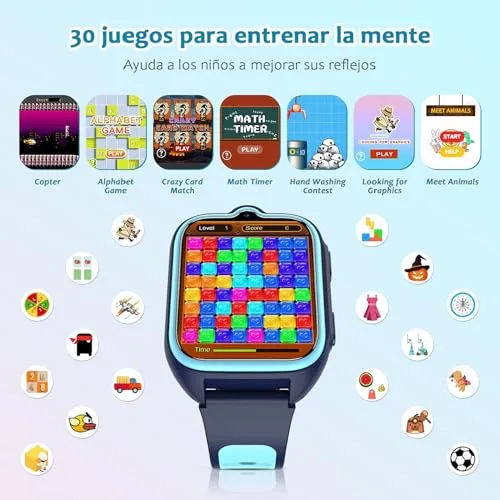 Blackview ▫️ Relógio inteligente para crianças com modo desportivo, lanterna, modo de aprendizagem, audiolivros, relógio inteligente infantil de 1,75” com 20 mostradores, 30 jogos, câmara, calculadora, despertador, SEM GPS, SEM SIM, azul 7