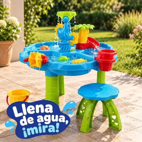 Relaxdays ▫️ Mesa de Brincadeiras com Água e Areia com 3 Compartimentos, Multicolorida 2