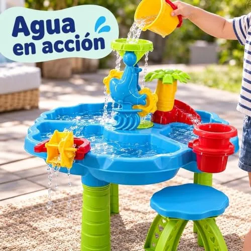 Relaxdays ▫️ Mesa de Brincadeiras com Água e Areia com 3 Compartimentos, Multicolorida 5