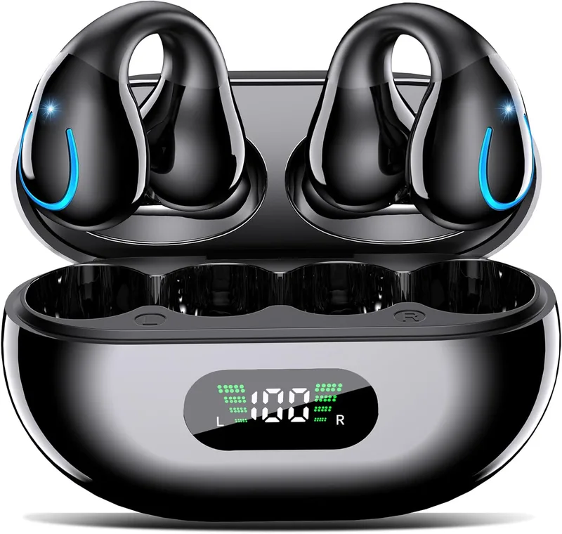 Paekole ▫️ Auscultadores desportivos Bluetooth de ouvido aberto, com clipe para a orelha, 80 horas, ENC, IPX7