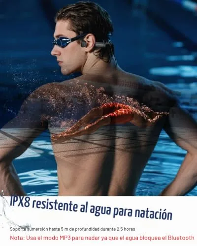 ZOVIMAX ▫️ Auscultadores de condução óssea para natação, IPX8, MP3 de 8 GB, Bluetooth 6.0 3