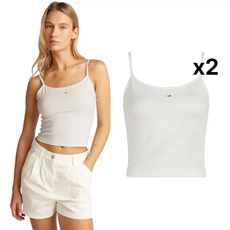 Tommy Jeans ▫️ Camisolas Essential Strap Top, 2 unidades